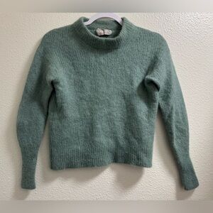 Everlane Alpaca Wool Crewneck Sweater Fitted Long Sleeve Green Women's Small